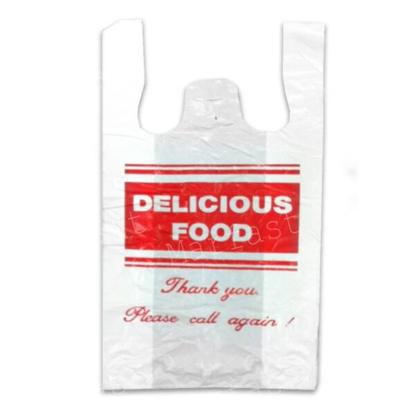 HD Printed Vest Carrier Bags (Delicious Food) 2000 Bags