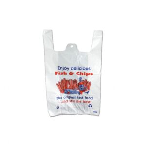 HD Printed Vest Carrier Bags (Fish & Chips) 2000 Bags