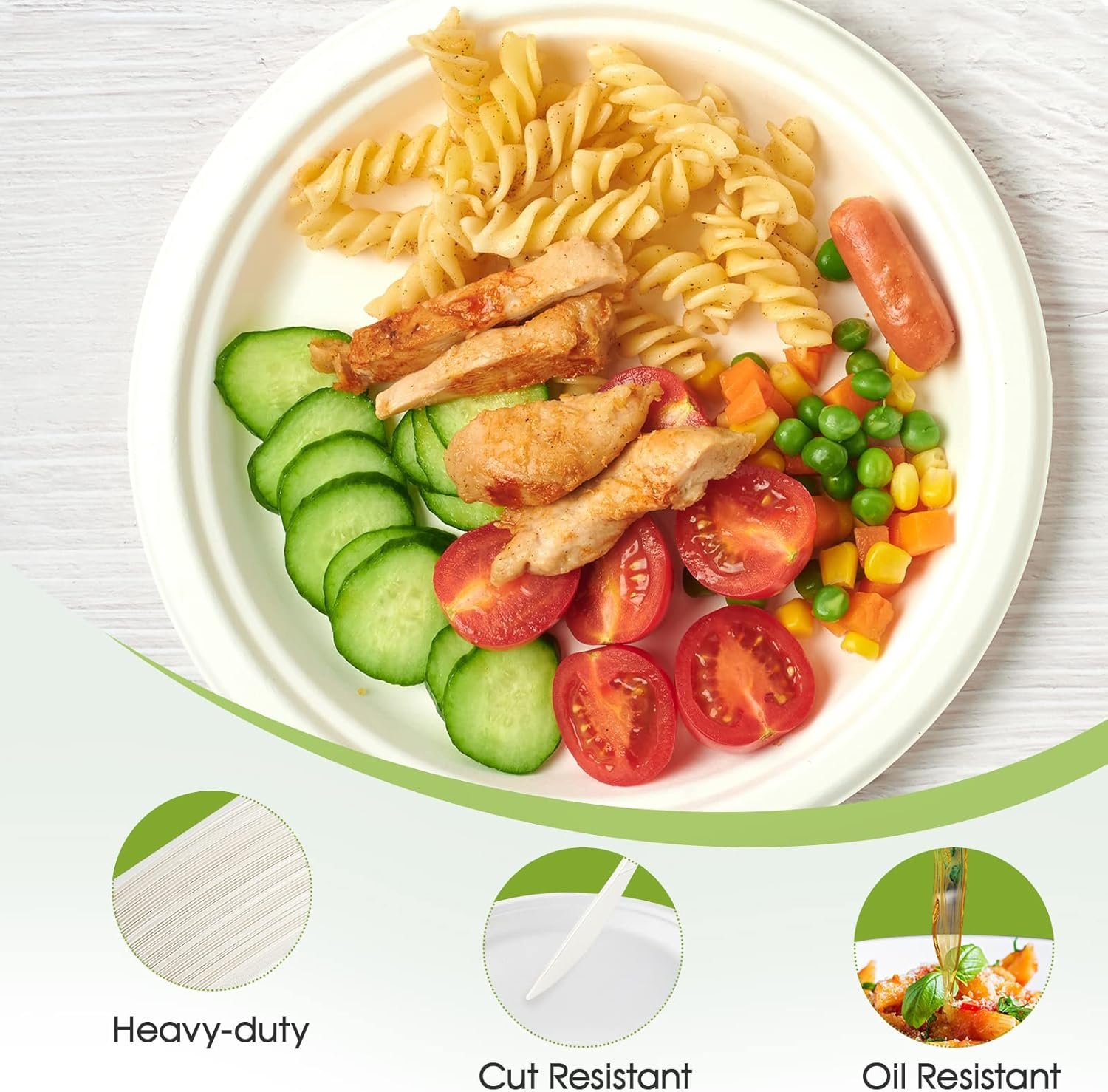 Bagasse Plates (500 pcs) - Containers For Hot/Cold/Oily Food - Eco-Friendly (7" & 9" All Sizes Available) - Image 4