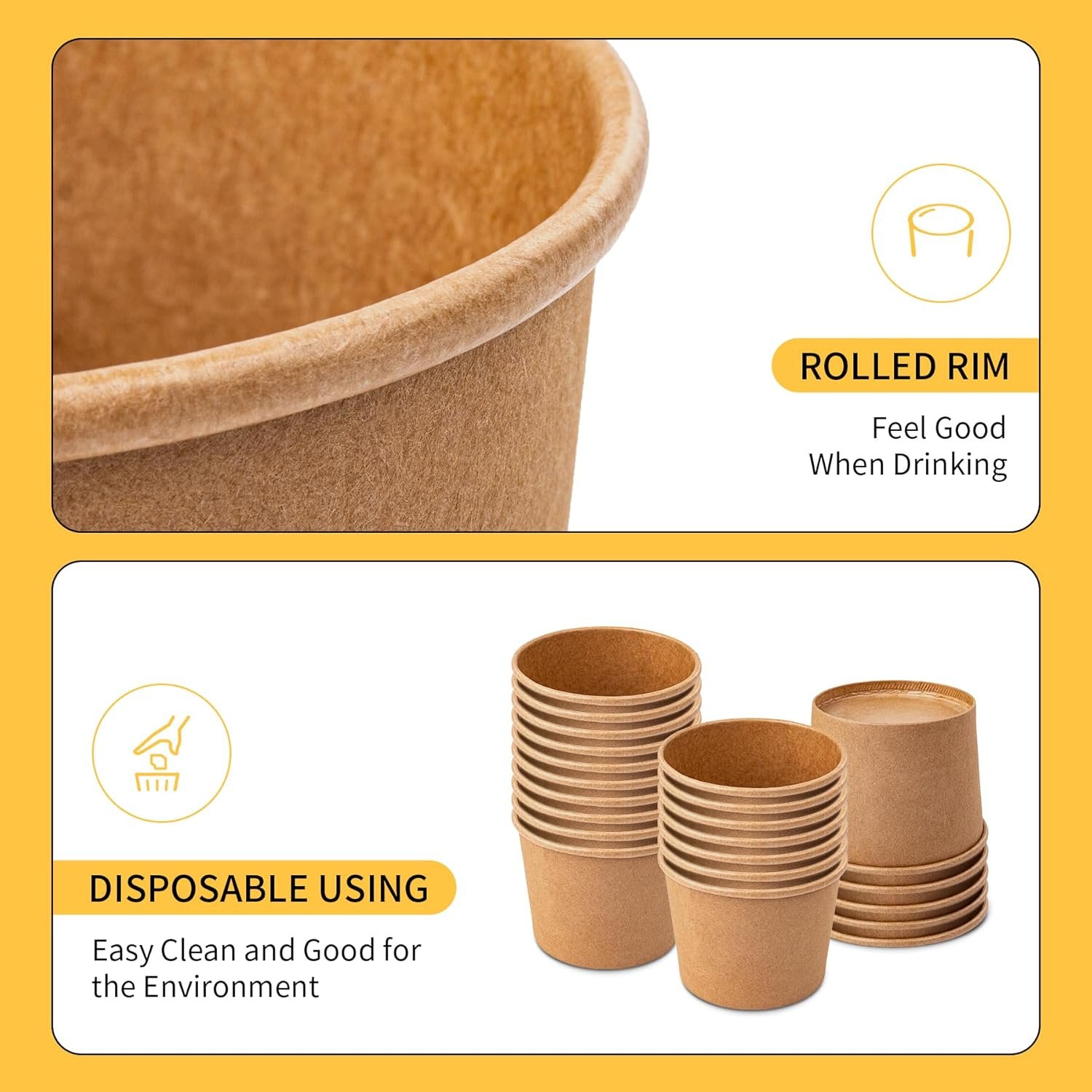 KRAFT Containers For Soup (500 pcs) Without Lids (Lids Sold Separately) All Sizes Available - Image 4