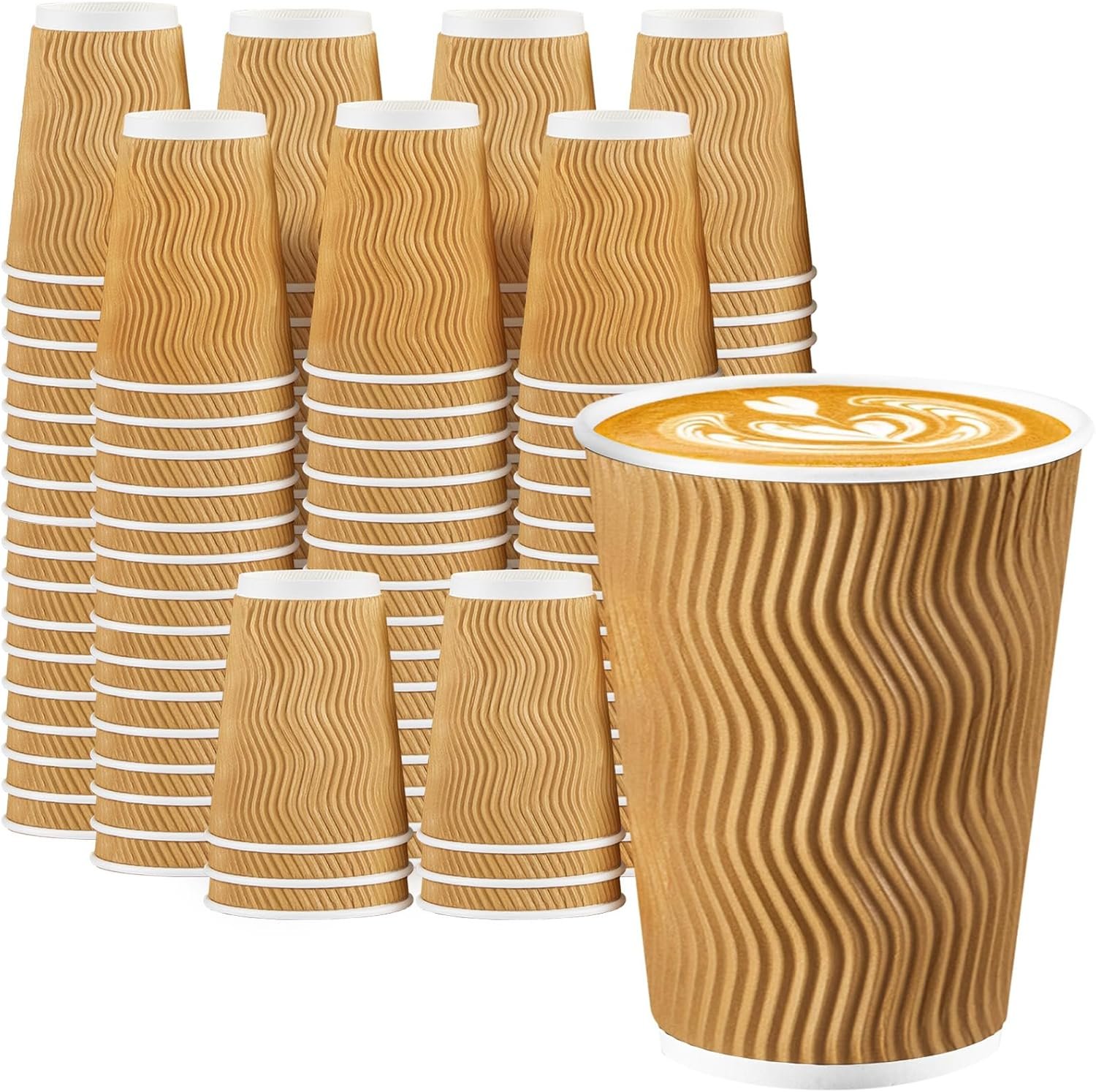 Coffee Cups KRAFT Ripple Wall - (500 Pcs) All Sizes Available - Image 3