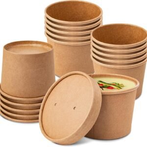 KRAFT Containers For Soup (500 pcs) Without Lids (Lids Sold Separately) All Sizes Available