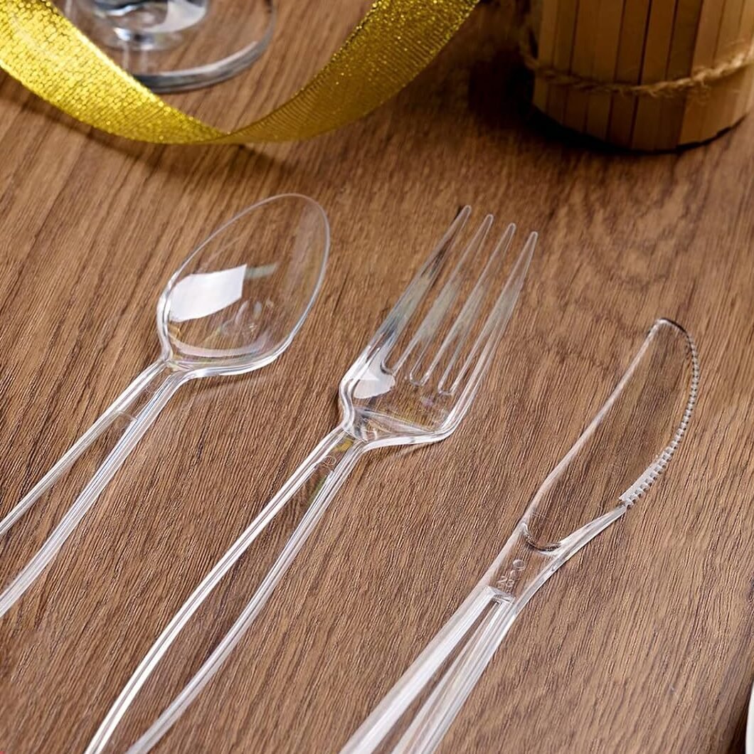 Heavy-Duty Cutlery - 1000pcs - (Forks/Spoons/Knives) - Black/Clear (5.2g) - Image 3