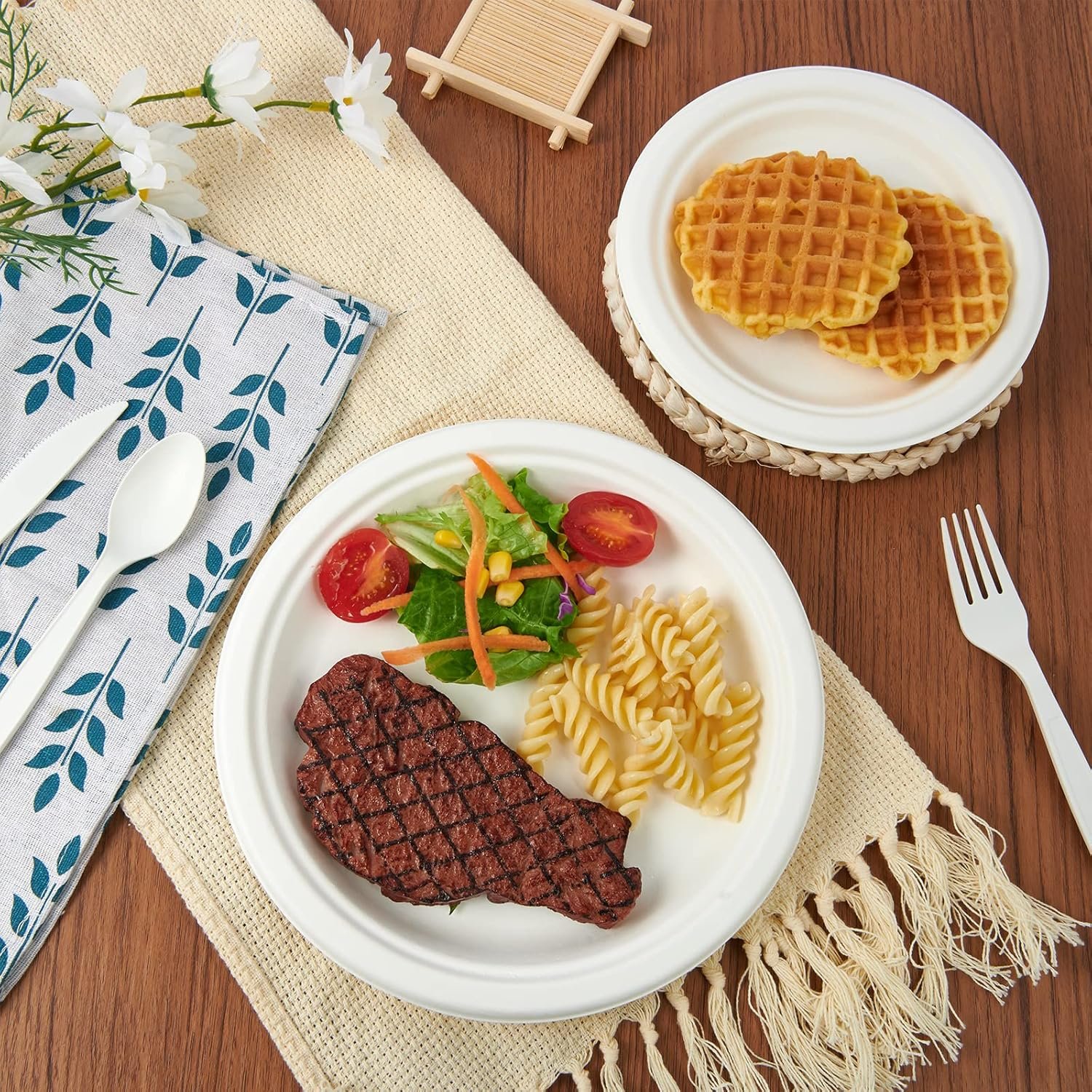 Bagasse Plates (500 pcs) - Containers For Hot/Cold/Oily Food - Eco-Friendly (7" & 9" All Sizes Available) - Image 5
