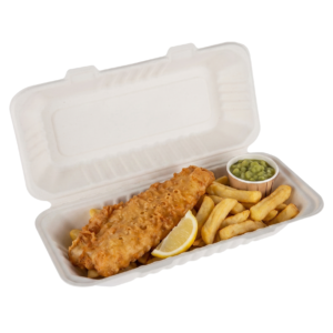 Bagasse Fish & Chips Boxes (250 pcs) - Containers For Hot/Cold/Oily Food - Eco-Friendly