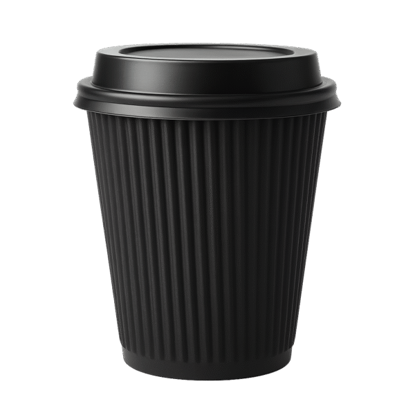 Coffee Cups Black Ripple Wall - (500 Pcs) All Sizes Available