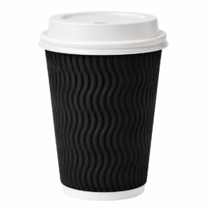 Coffee Cups Black Ripple Wall - (500 Pcs) All Sizes Available