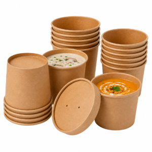 KRAFT Containers For Soup (500 pcs) Without Lids (Lids Sold Separately) All Sizes Available