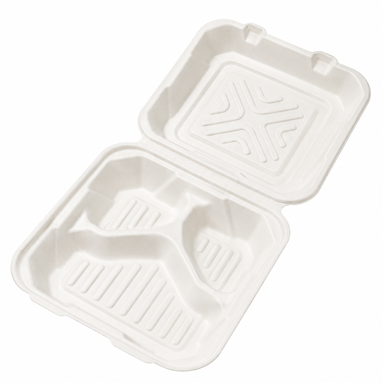 Bagasse Meal Boxes with Compartments (200 pcs) - Containers For Hot/Cold/Oily Food - Eco-Friendly - All Sizes Available