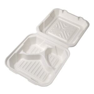 Bagasse Meal Boxes with Compartments (200 pcs) - Containers For Hot/Cold/Oily Food - Eco-Friendly - All Sizes Available