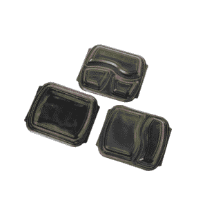 Black Heavy-Duty Meal Boxes - 300 pcs - (3-Compartments) Containers For Hot/Cold/Oily Food