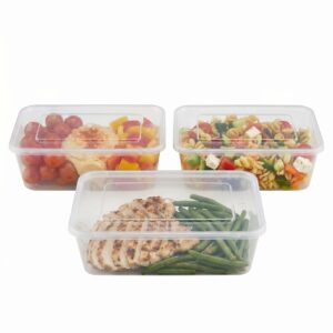 Heavy-Duty Plastic Containers (250 pcs) Rectangular - Microwave-safe Plastic With Secure Lids - All Sizes