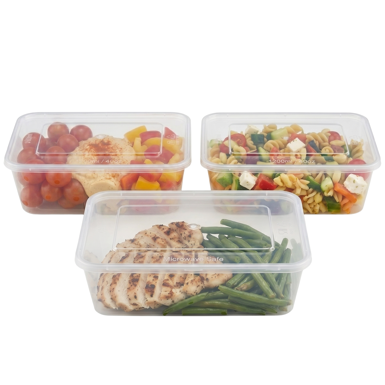 Heavy-Duty Plastic Containers (250 pcs) Rectangular - Microwave-safe Plastic With Secure Lids - All Sizes
