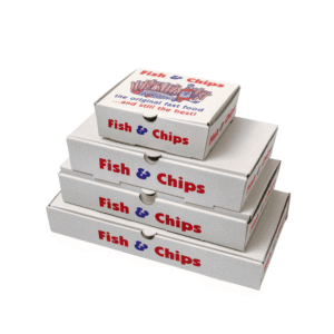 Fish & Chips Boxes (100 pcs) - Printed Takeaway Boxes - All Sizes Available