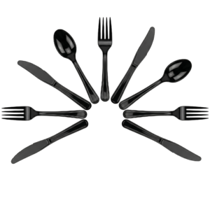 Heavy-Duty Cutlery - 1000pcs - (Forks/Spoons/Knives) - Black/Clear (5.2g)