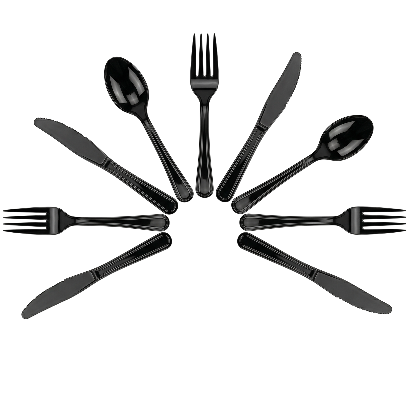 Heavy-Duty Cutlery - 1000pcs - (Forks/Spoons/Knives) - Black/Clear (5.2g)
