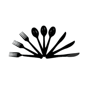 Heavy-Duty Cutlery - 1000pcs - (Forks or Spoons or Knives) - Black/Clear (5.2g)