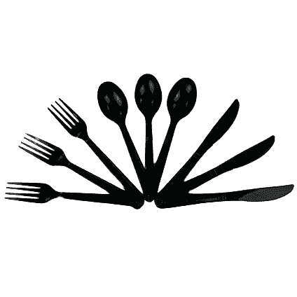 Heavy-Duty Cutlery - 1000pcs - (Forks/Spoons/Knives) - Black/Clear (5.2g)