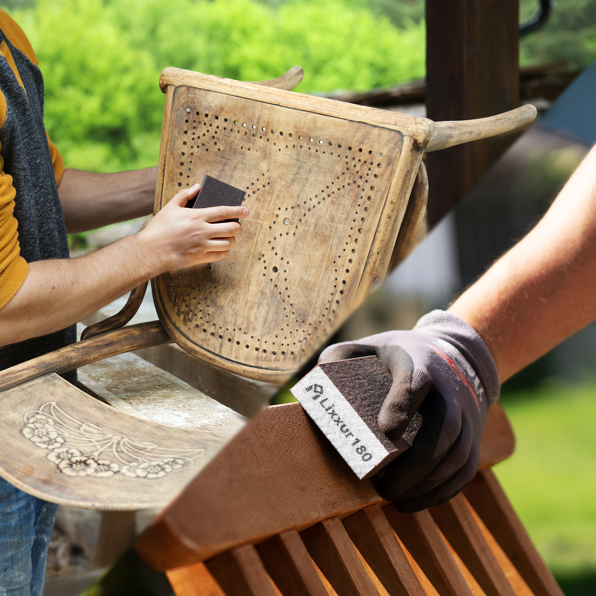 Sanding Block - Reusable Sanding Sponges for Wet & Dry Use Sandpaper for Wood with 6 Grits(60/80/100/120/180/220) Washable Coarse & Fine Sand Paper Pack for Wood, Walls, Cars & Metal - LIXXUR - Image 2