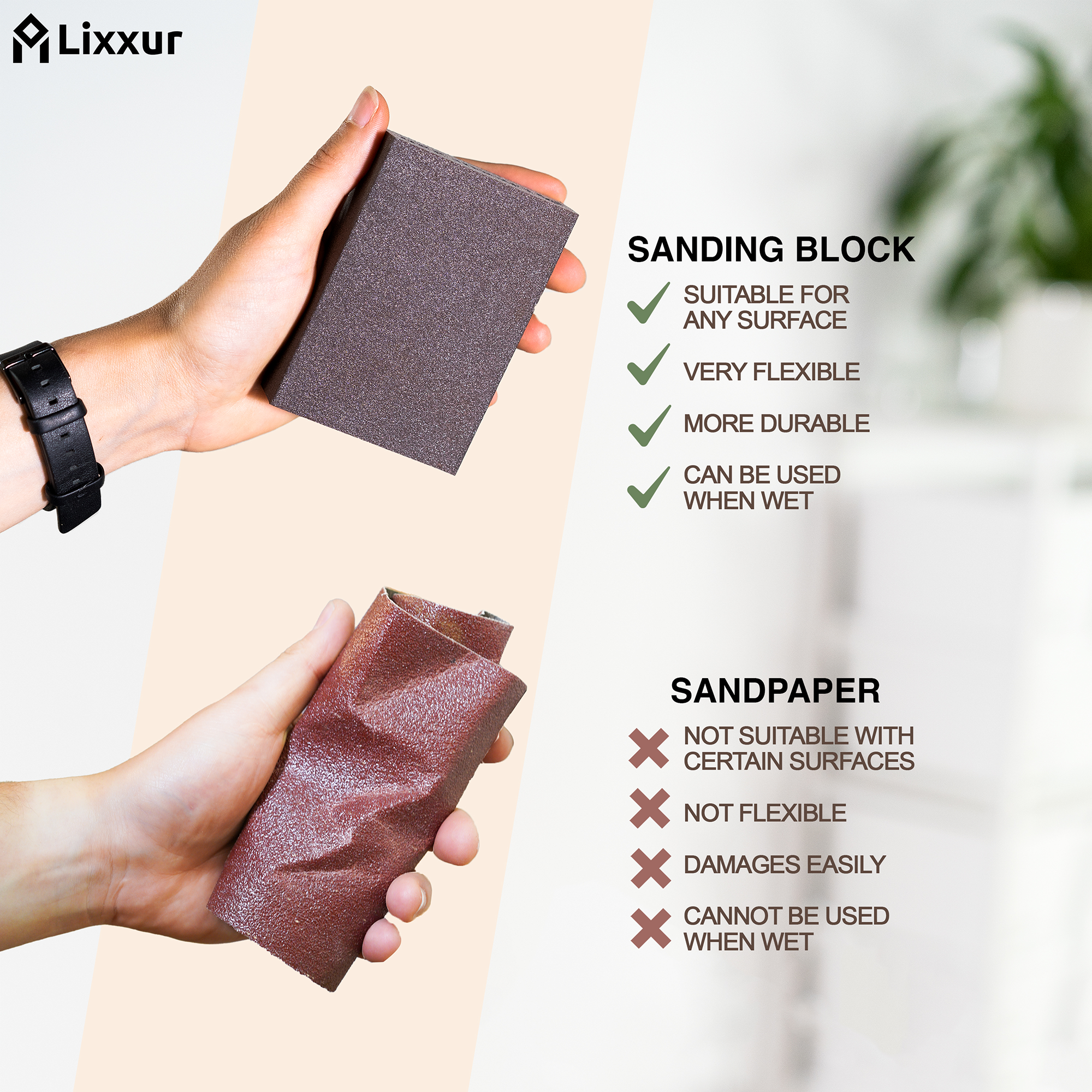 Sanding Block - Reusable Sanding Sponges for Wet & Dry Use Sandpaper for Wood with 6 Grits(60/80/100/120/180/220) Washable Coarse & Fine Sand Paper Pack for Wood, Walls, Cars & Metal - LIXXUR - Image 6