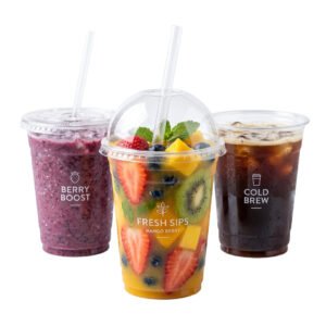 Smoothie Cups With Dome or Flat Lids - 1000 Cups / Lids (All Sizes Available)