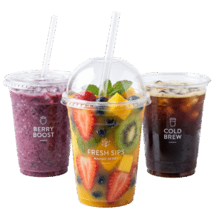 Smoothie Cups With Dome or Flat Lids - 1000 Cups + Lids (All Sizes Available)