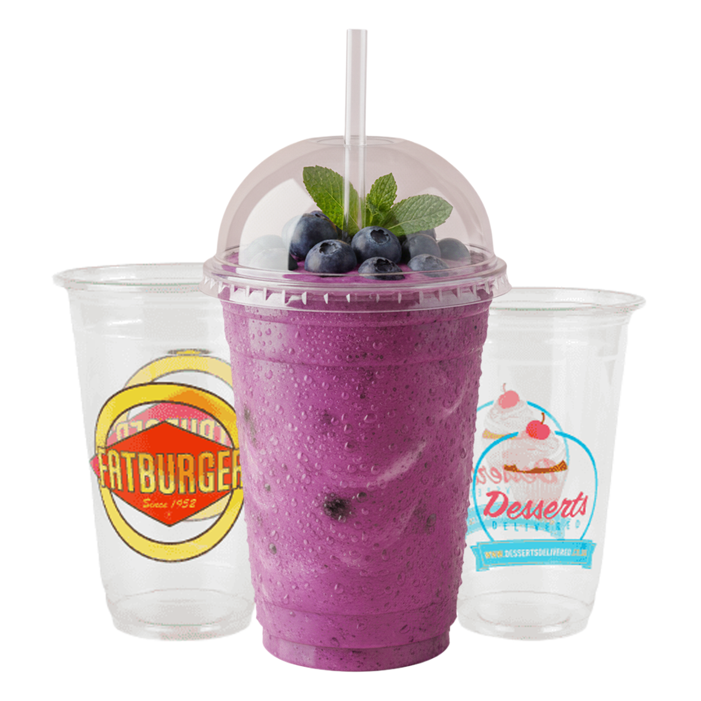 Smoothie Cups With Dome or Flat Lids - 1000 Cups + Lids (All Sizes Available)