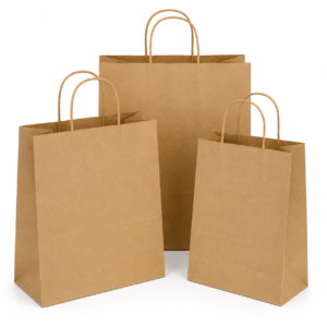 Kraft Twisted Handle Carrier Bags for Takeaways, Restaurants, Groceries (250 pcs) - SOS Bags (All Sizes Available)