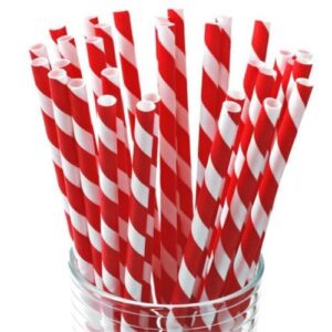 Red/White Stripes Paper Straws (500pcs)