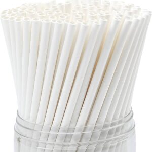 Smoothie Straws - White Paper Straws (200pcs)